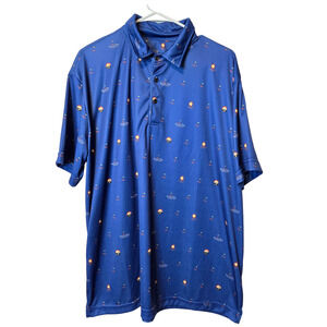 Machxii Blue Short Sleeve Koasati Pines Golf Club Graphic Men's Polo Shirt XL